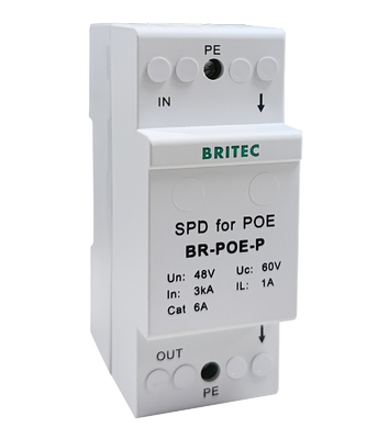 BR-POE-P Protector de señal de datos de velocidad PoE Supresor de sobretensiones 48V China dispositivos de protección contra sobretensiones ethernet poe rayos Cámara PoE