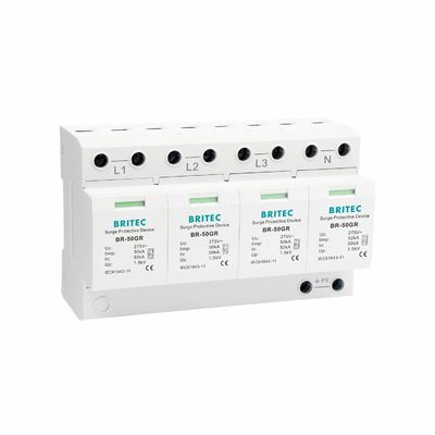 Dispositivo de protección contra sobretensiones tipo 1 BR-50GR 4P Protector contra sobretensiones 50kA Protector contra sobretensiones descargador enchufable tipo 1 SPD protector contra sobretensiones protector contra sobretensiones T1 AC Protector contra sobretensiones trifásico