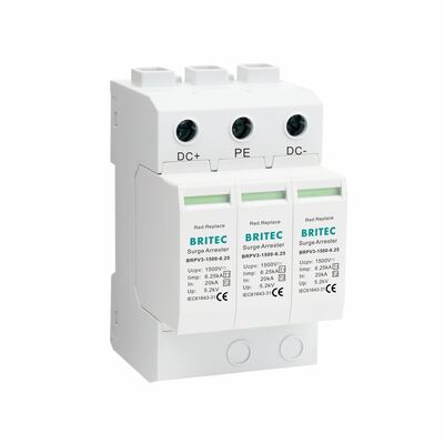 Módulo de pararrayos de sobretensión PV BRPV3-1500-6.25 Dispositivo de protección 3 Sistemas de energía solar spd 1500v dc t1 t2 Pararrayos de rayos solar dc spd pv