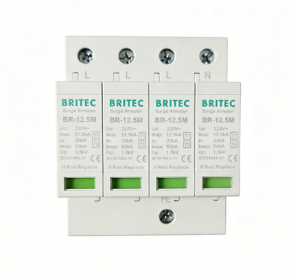 BR-12.5M 320 4P spd t1 protector contra sobretensiones tipo 1 2 spd 12.5ka pararrayos enchufable