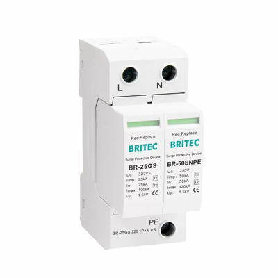 25kA Tipo 1+2 Protector contra Sobretensiones con Montaje en Carril DIN de 35mm para Dispositivo de Protección contra Sobretensiones Fiable