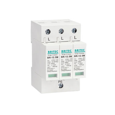 BR-12.5M 3P Tipo 1 Protector contra sobretensiones de 3 fases SPD Protector 12.5kA supresor de sobretensiones industrial